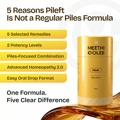 Pileft Homeopathy Medicine for Piles | Homeopathic Drops for Bavasir, Hemorrhoids, Pain, Bleeding & Itching | Digestive Support | 30ml