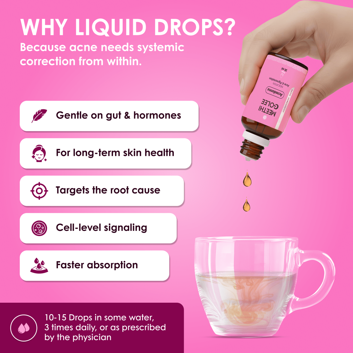 Acnedonna Advanced Homeopathy 2.0 for Acne, Pimples & Skin Clarity Support | Oral Drops | 30ml - Meethi Golee